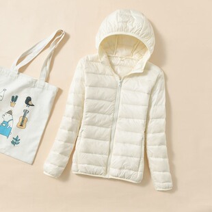 大码 2024新款 轻便短外套女装 连帽立领薄款 轻薄羽绒棉服男女短款