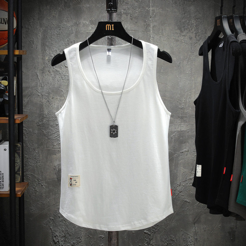 美式纯棉纯色背心男夏季坎肩打底汗衫宽松运动健身白色无袖t恤男