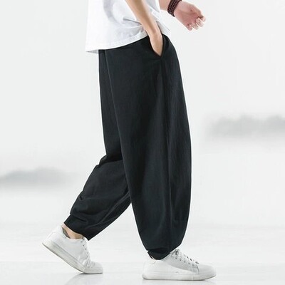新款亚麻宽松休闲裤汉服裤子棉麻