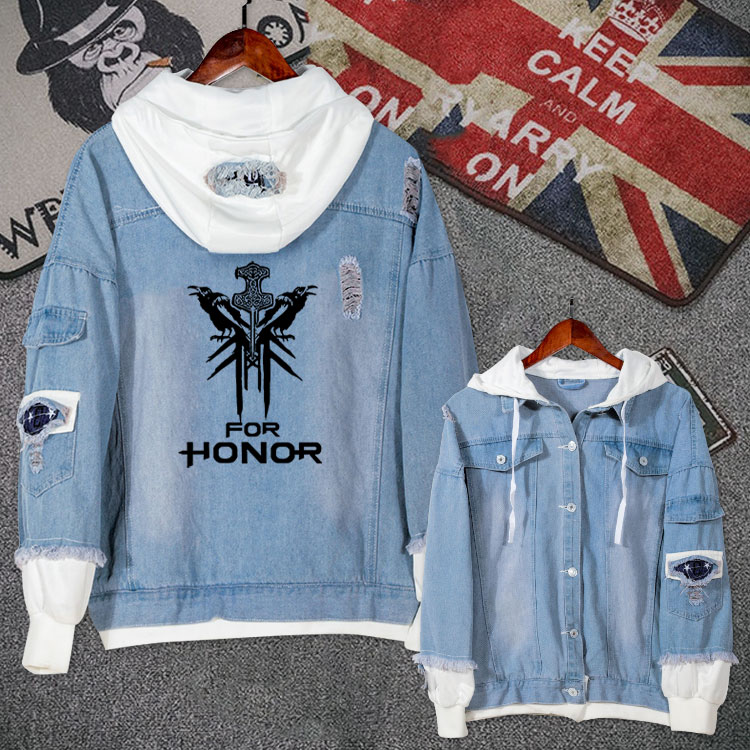 荣耀战魂卫衣PS4PC游戏周边衣服For Honor短袖t恤衫假两件牛仔衫