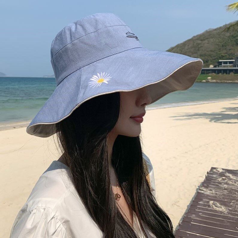 Fisherman hat Korean Edition Versatile Two-sided summer Trendsetter Japan uv Straw hat Embroidery Light and thin Zhou Qingyang Same itemin the Accessories/Leather belt/Hat/Muffler , Hat  category - from Buy2taobao.com to provide professional Taobao agent buy service