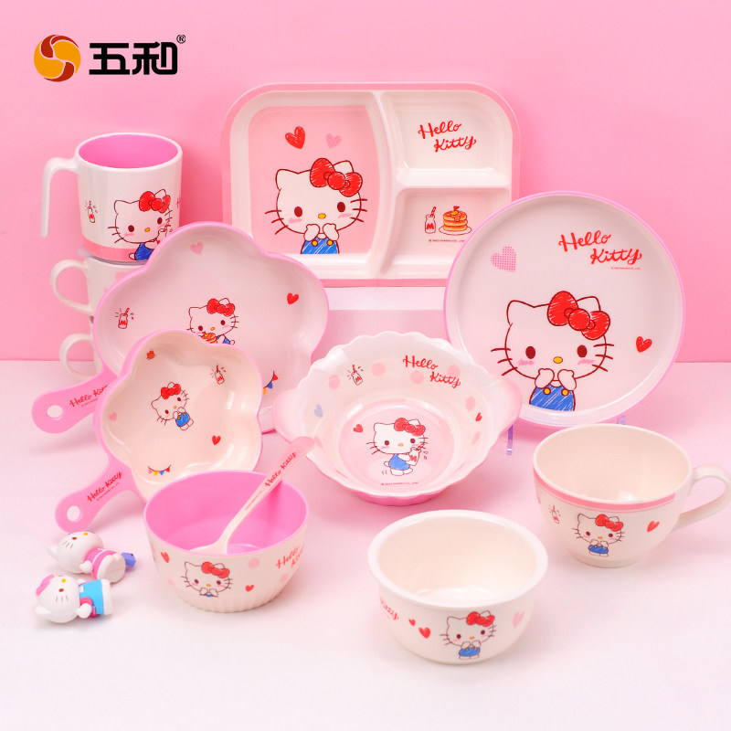 五和hello kitty儿童餐具宝宝辅食碗卡通可爱分格盘吃饭碗勺杯子,婴童用品,儿童餐具,淘宝优惠券,粉丝福利购,淘宝优惠卷