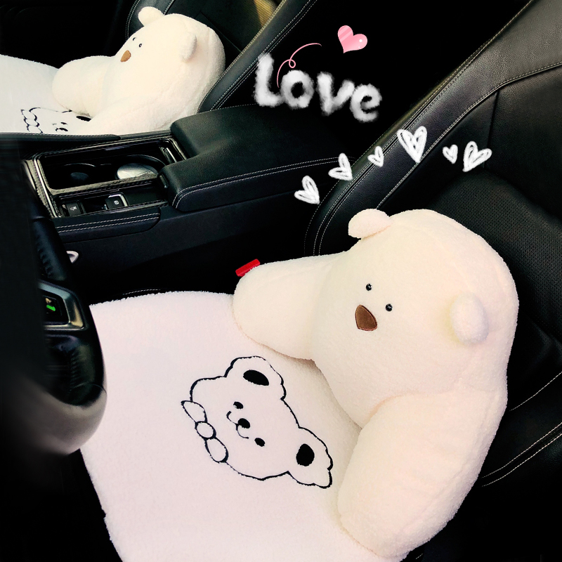可爱小熊头枕用品汽车腰靠