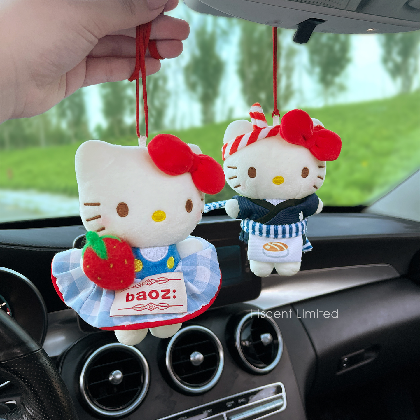 高颜值KT猫毛绒公仔汽车挂件