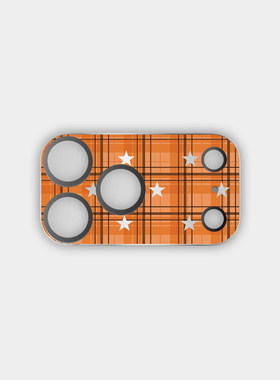 适用苹果17promax/17pro镜头保护贴橙色格纹星星手机镜头膜防刮花