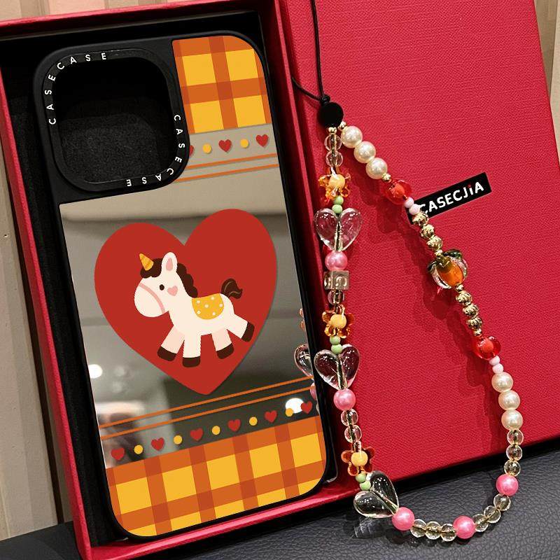 C家联名MagSafe磁吸格子爱心小马适用iphone17壳16promax苹果15pro镜面14plus新年13马年12卡通Air女红色,3C数码配件,手机保护套/壳,淘宝优惠券,粉丝福利购,淘宝优惠卷