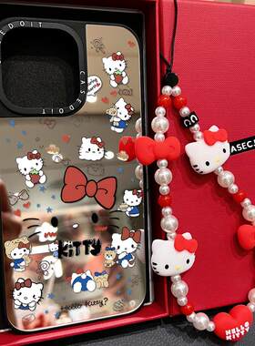 C家联名MagSafe磁吸大脸Kitty凯蒂猫适用iphone16pro手机壳17promax苹果15plus镜面保护套14日韩ins甜美女13