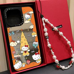 C家联名MagSafe磁吸环绕放射爱心Kitty猫适用iphone17手机壳16promax苹果15pro镜面14plus女13卡通12日韩Air