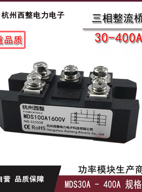 MDS100A杭州西整1600V三相整流桥MDS200-16 300A 400A直流模块50A