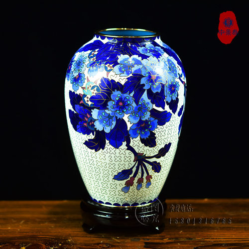中景泰景泰蓝花瓶做工精致保真