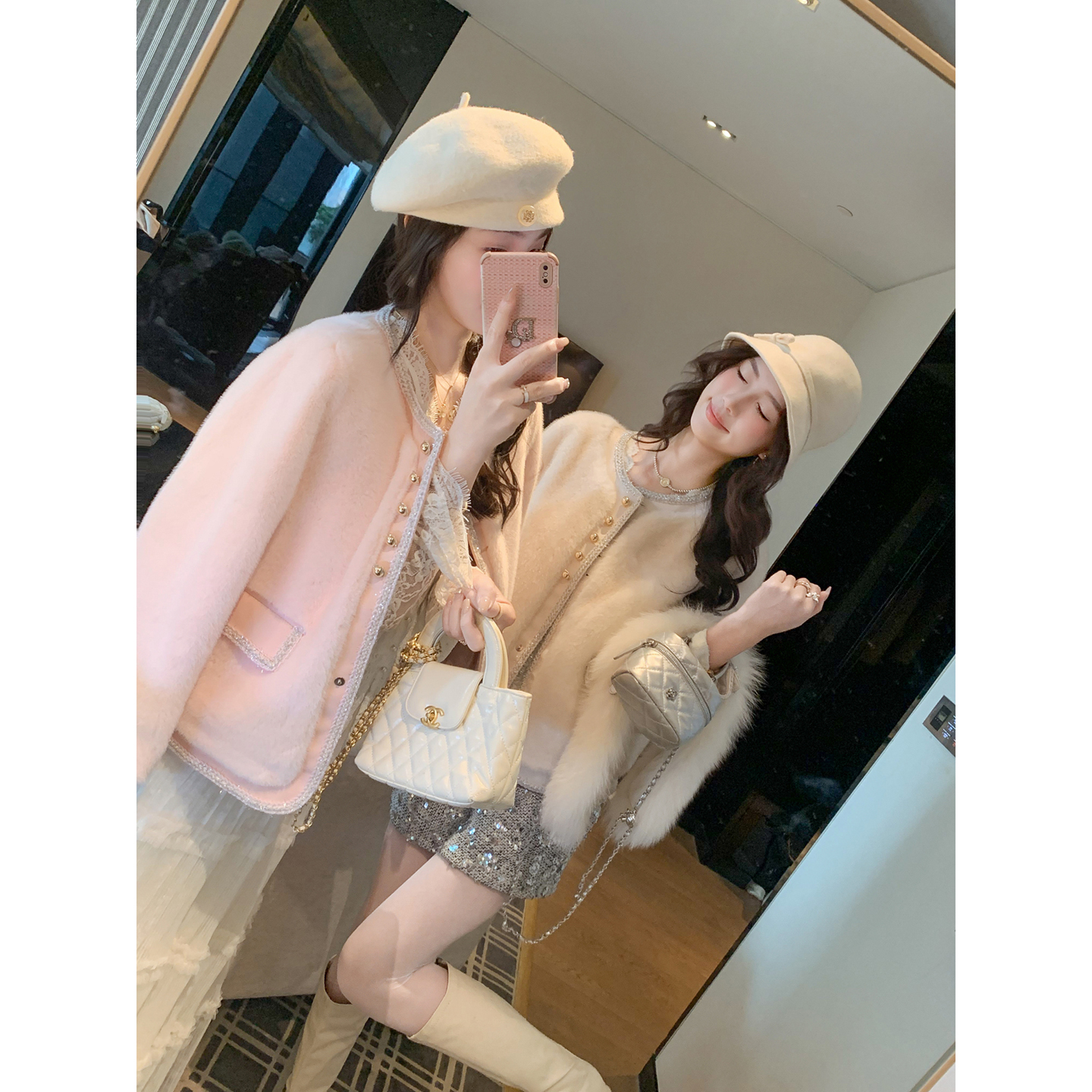 小香风皮草外套女冬加厚皮毛一体