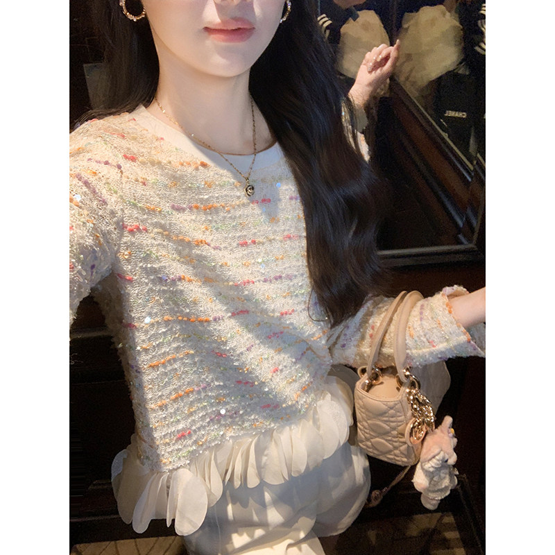 重工亮片小香风上衣女设计感卫衣