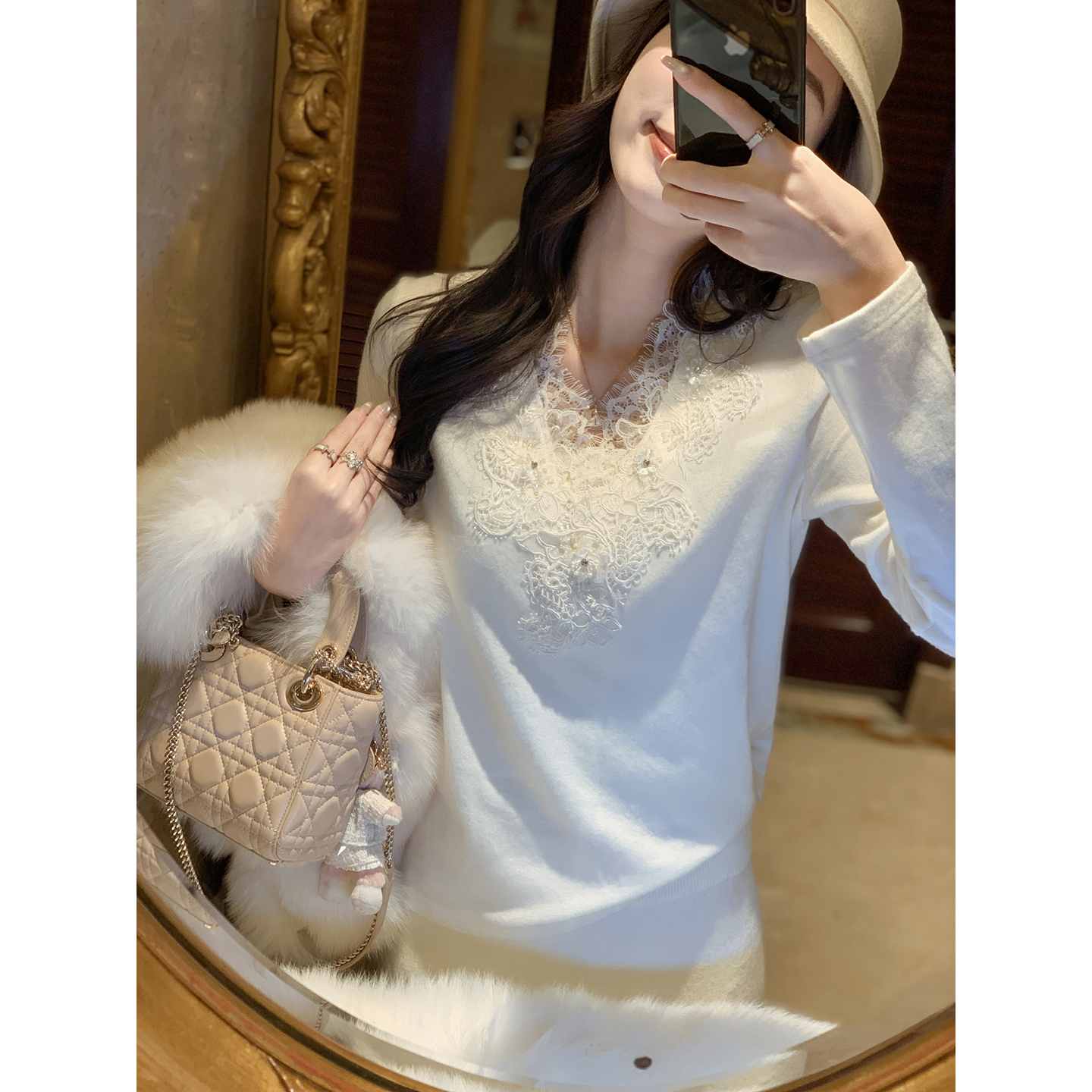 蕾丝打底衫女冬季内搭上衣