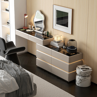 宗云极简化妆台斗柜一体意式简约带气氛灯卧室床尾柜收纳化妆台