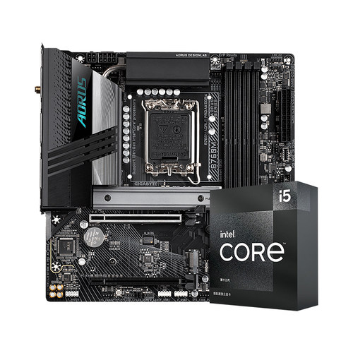 Inteli5 12400F/12490F盒装处理器搭B760技嘉CPU主板套装i510400