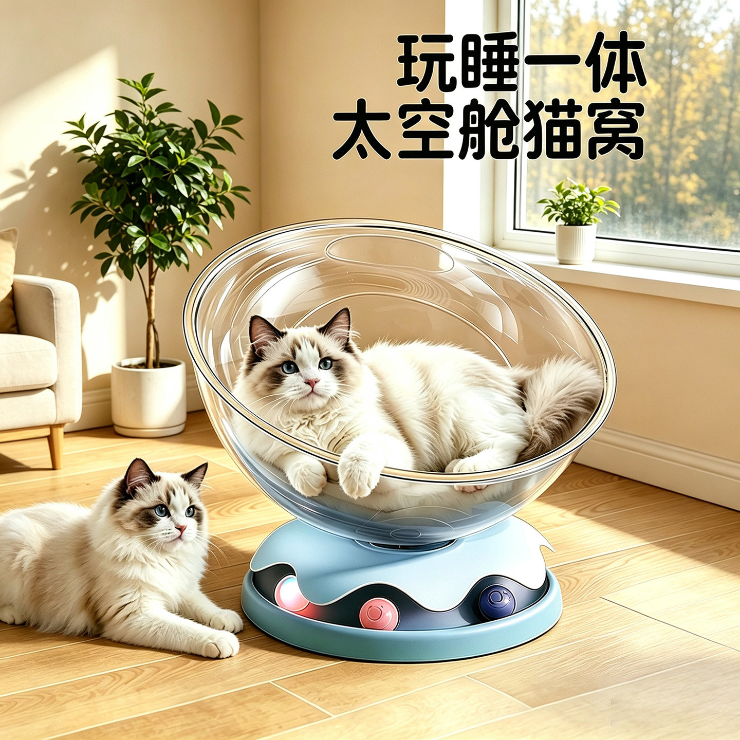 四季通用大尺寸不沾毛太空舱猫窝
