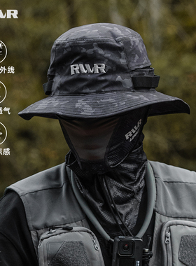 24款RVVR渔夫帽垂钓防晒透气遮阳帽男士户外防水冲锋网眼帽子