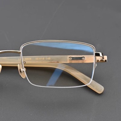 复古超轻半框镜框男复古手工眼镜牛角眼镜配近视防蓝光镜架男6606