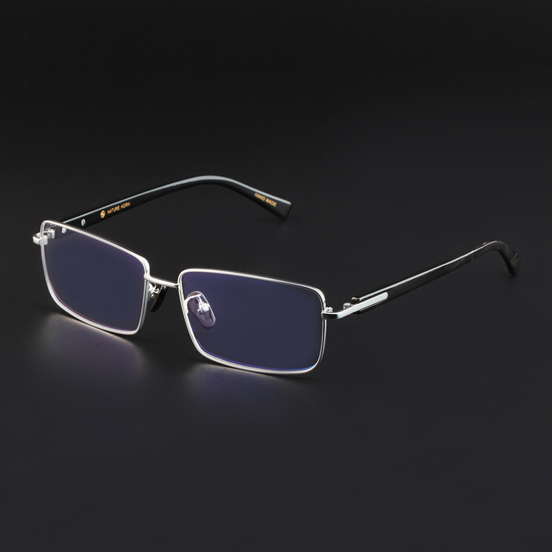 复古超轻半框镜框男复古手工眼镜牛角眼镜配近视防蓝光镜架男6603