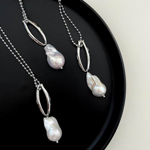 法式异形大巴洛克珍珠毛衣链