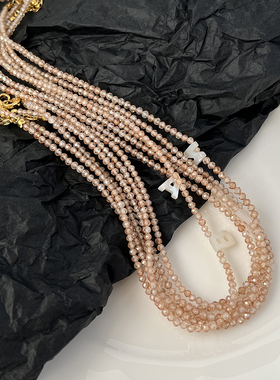 简约锆石串珠贝壳字母项链夏女