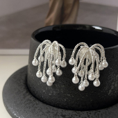 赵露思同款 水中烟花火珠珠耳钉轻奢高级感气质大气独特流苏戒指环