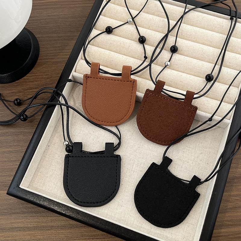 长款麂皮月牙包项链女轻奢小众