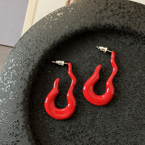 杨幂同款红色火焰葫芦耳环