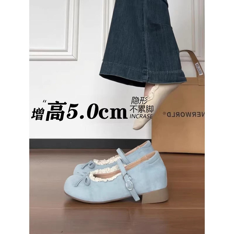法式粗跟高跟鞋浅口单鞋女2026新款春夏配裙子芭蕾风玛丽珍小皮鞋