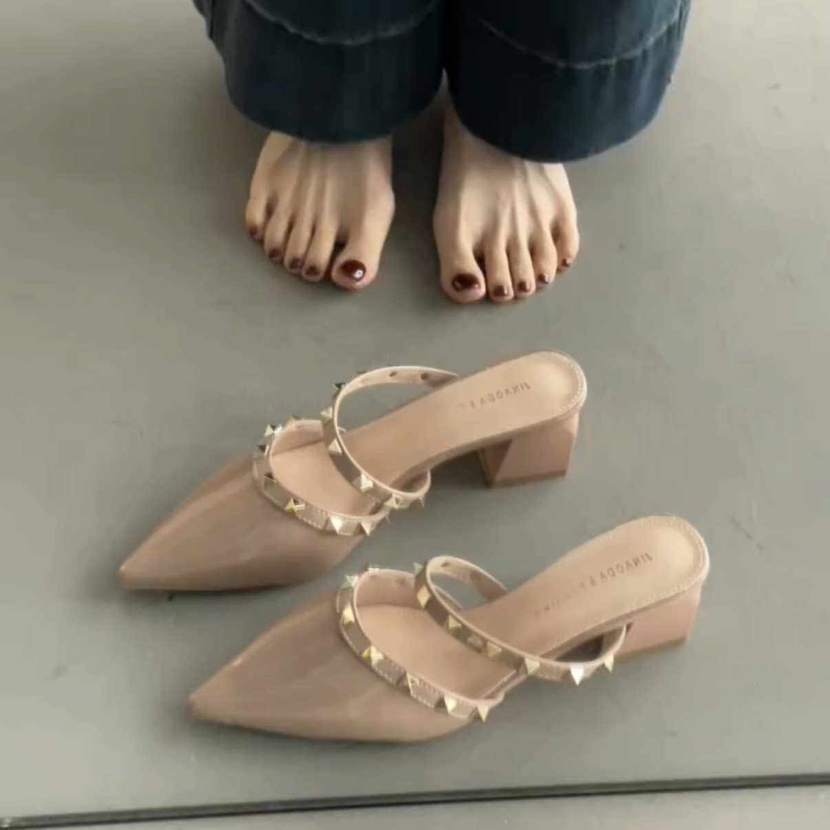 包头凉拖鞋女粗跟高跟一