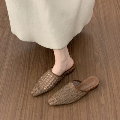 网面编织包头半拖鞋女外