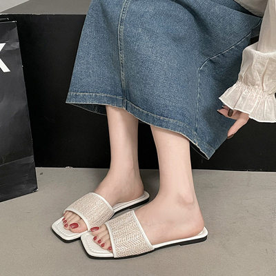 编织平底拖鞋时尚外穿女
