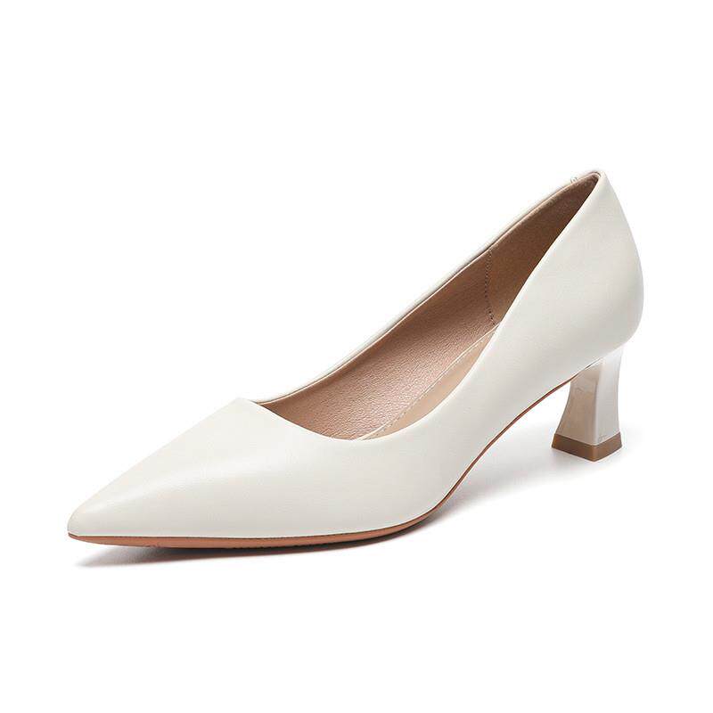 福星女2026年新款尖头粗跟高跟鞋百搭工作鞋不累脚日常通勤职业