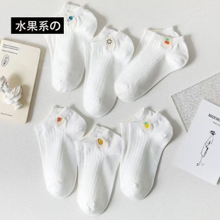 袜子女夏季网眼透气短袜女白色韩版卡通船袜女低帮运动学院风百搭