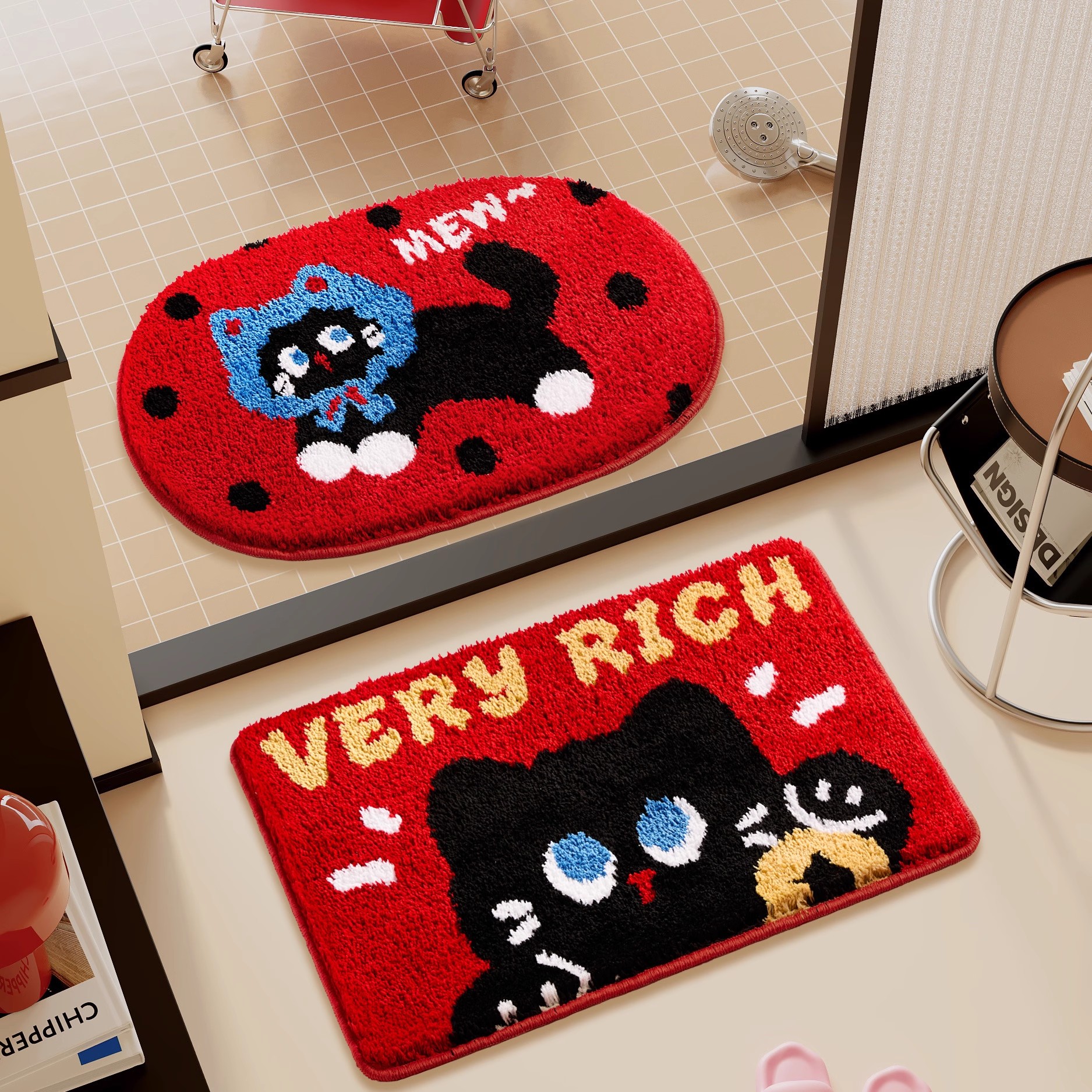 卡通潮趣浴室地垫防滑速干地毯