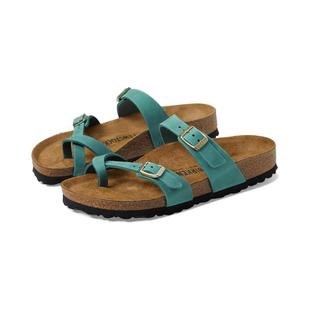 Birkenstock勃肯专柜皮革拼接一字带厚底女士凉鞋 24新款 代购 正品