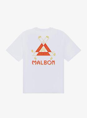 代购MALBON GOLF男士运动T恤透气吸汗舒适日常穿着短袖白色
