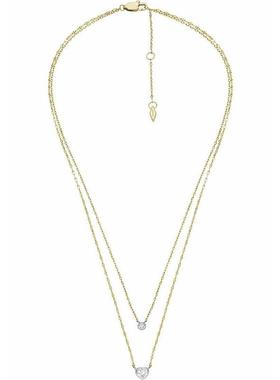 代购Fossil化石女士项链简约优雅精致时尚金色不锈钢电镀金心形