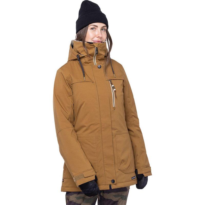 686美国潮牌单板滑雪服保暖防风防水男女款棕色拉链连帽简约时尚