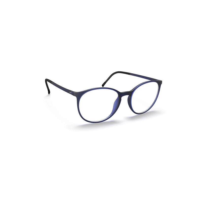 代购Silhouette诗乐男女眼镜架深蓝色哑光黑色镜腿圆形日常佩戴