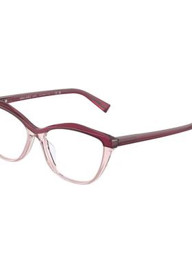 代购Alain Mikli女士眼镜框透明粉红透明红色塑料材质枕头形