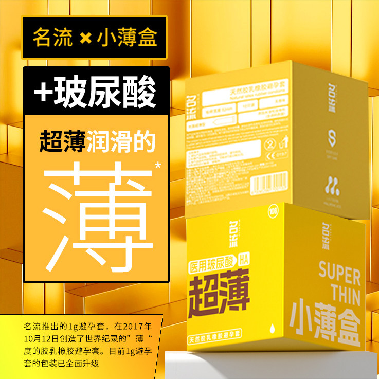 名流超薄避孕套医用玻尿酸小薄盒安全套保密发货图片