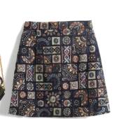 高腰显瘦a字短款 高级感民族风重工刺绣半身裙女2025秋季 新款 裙子