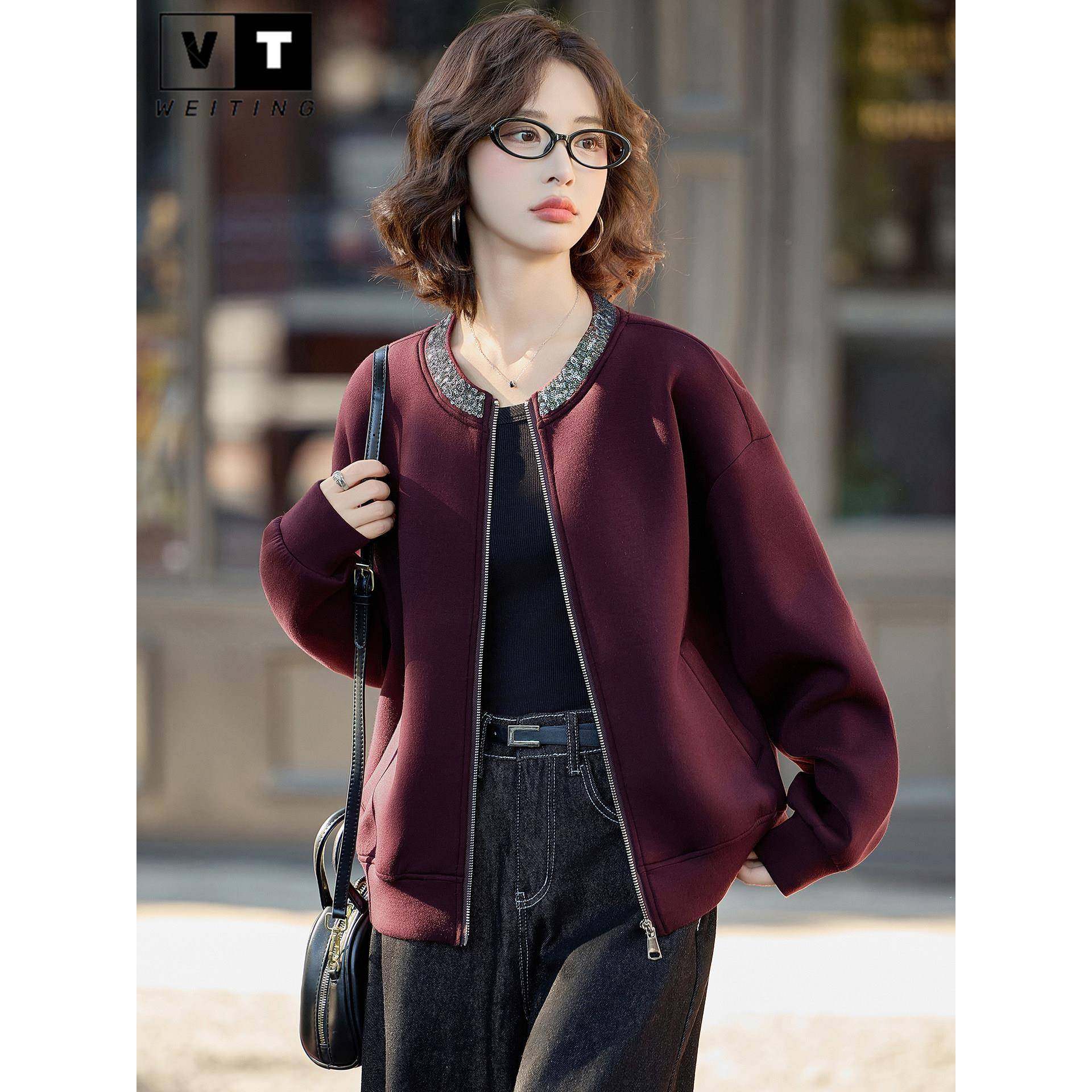 WEI TING棒球服外套女秋季时尚洋气宽松休闲小个子短款夹克衫上衣,女装/女士精品,短外套,淘宝优惠券,粉丝福利购,淘宝优惠卷