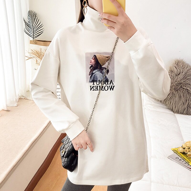 ANGEL BALE高領白色t恤女2021春季新款洋氣顯瘦網紅長袖打底上衣在類目 女裝/女士精品, 大碼女裝中 - 來自Buy2taobao.com提供專業的淘寶代購服務