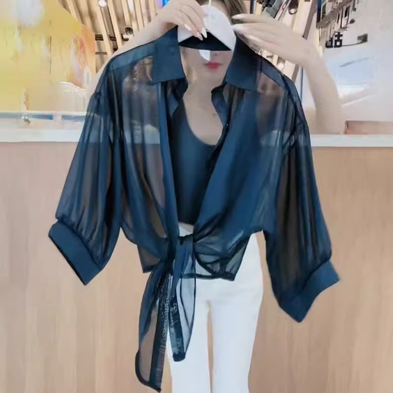 雪纺开衫女夏季薄款外搭配吊带裙宽松大码披肩罩衫短款防晒衣上衣