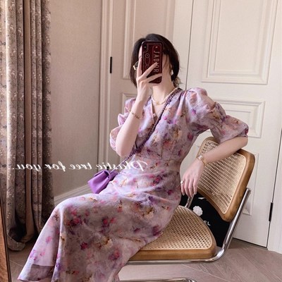 2024夏装新款气质名媛碎花轻熟高级感有女人味的长裙连衣裙