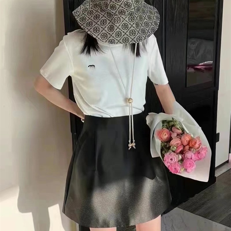 高级感丝光短裙女夏2023新款韩版气质洋气蓬蓬高腰a字花苞半身裙