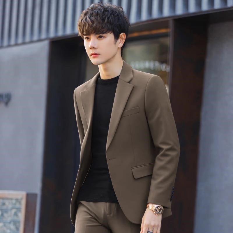高级感西服套装男商务休闲小西装外套韩版修身潮流结婚礼服两件套