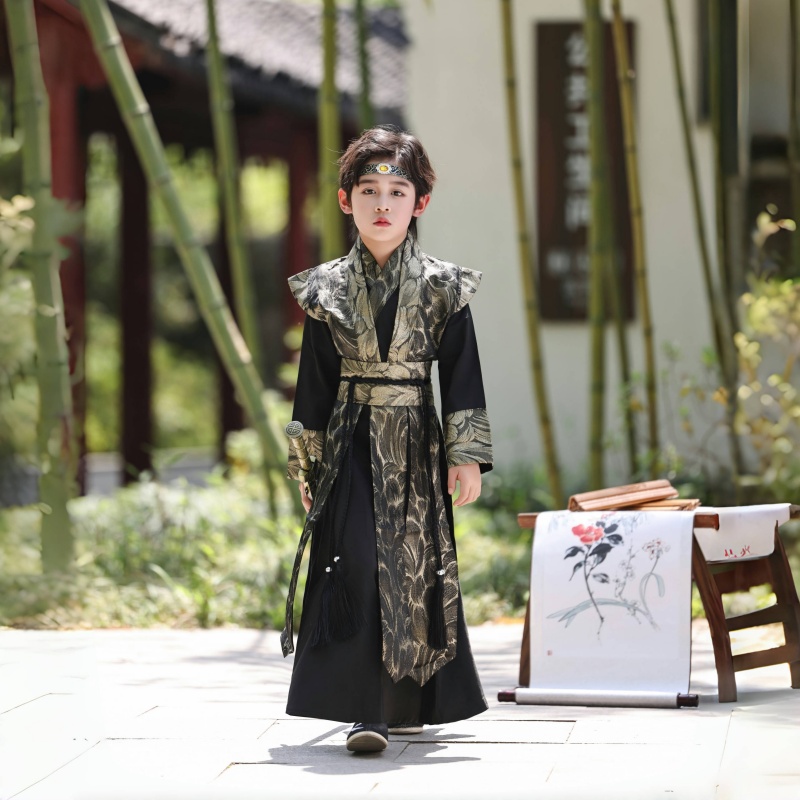 男童漢服中國風(fēng)古裝少爺服兒童超仙公子服古風(fēng)唐裝國學(xué)演出服夏款